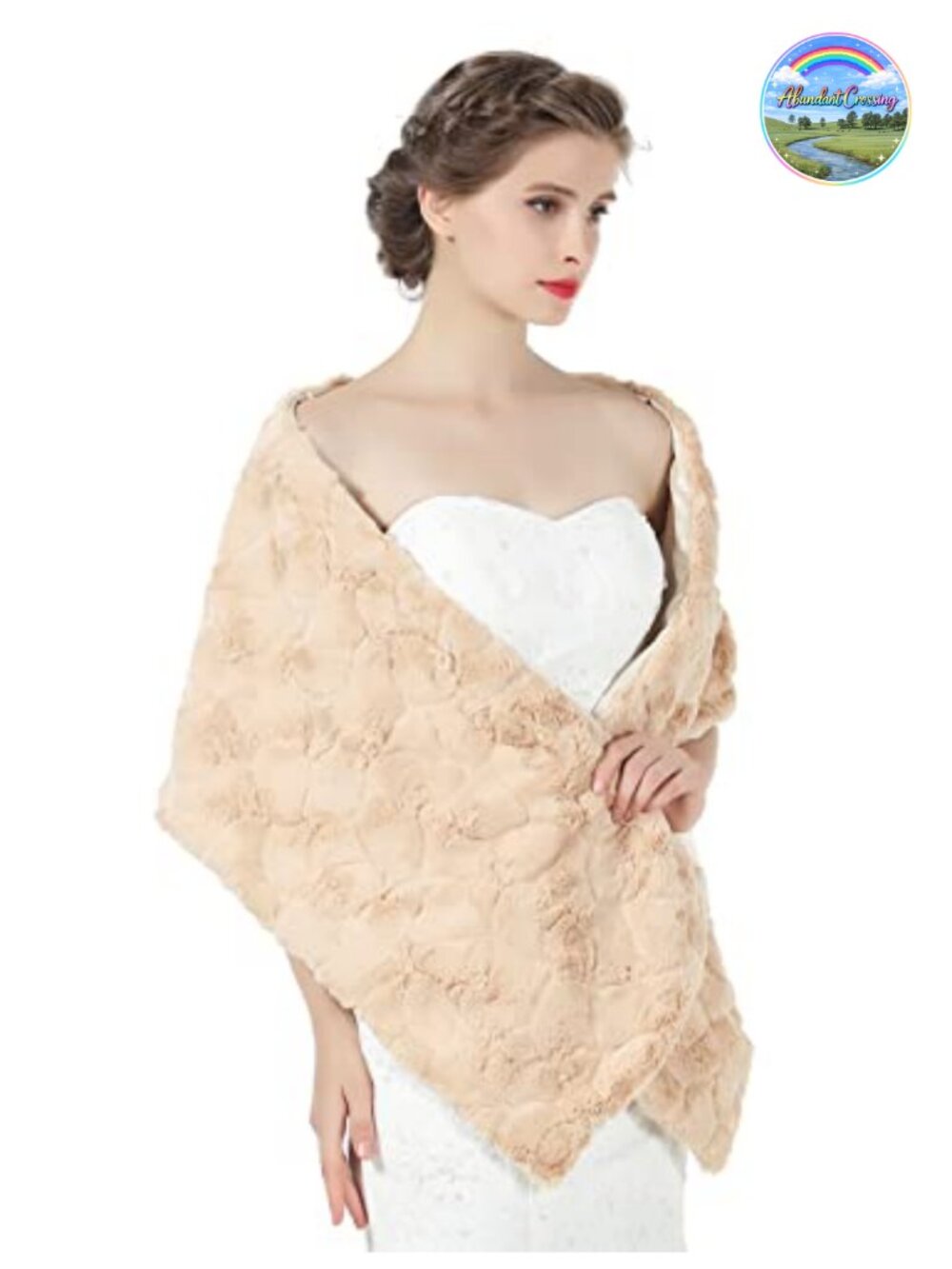 Faux Fur Shawl Wrap Women Wedding Bridal Cover Up Winter Evening